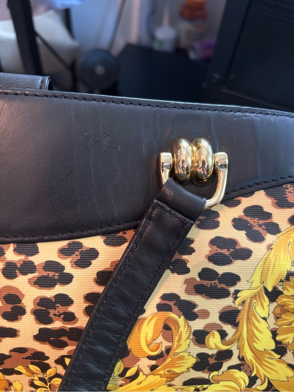 Vintage Gianni Versace 1990s Archival Baroque Leopard Print Coated Canvas Bag - Picture 12 of 16